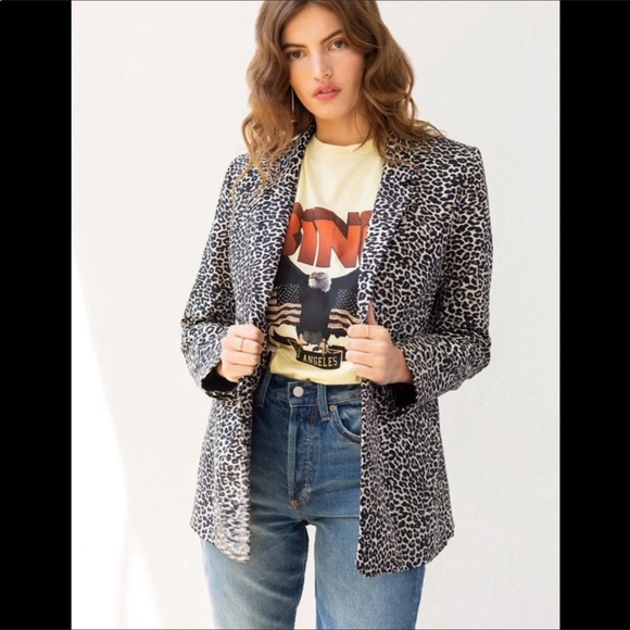 anine bing leopard blazer